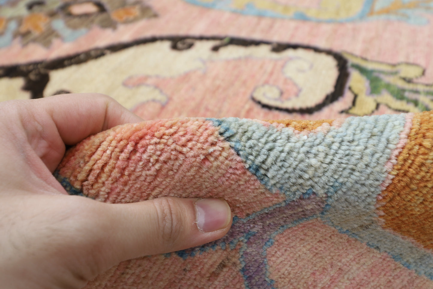 308 x 423 cm | Kawros Pink Area Rug Afghan Hand Knotted Veg Dye Wool carpet