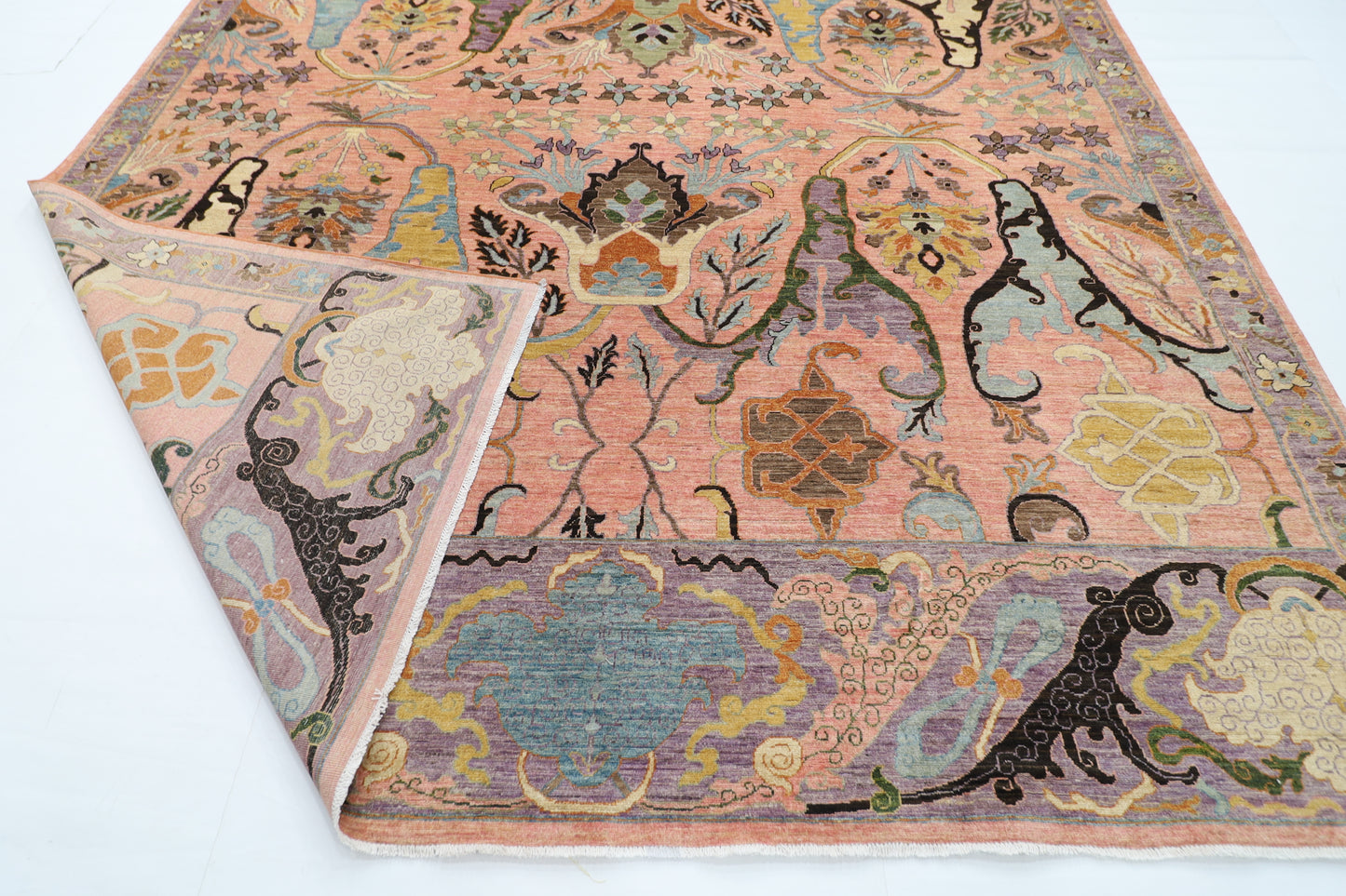 308 x 423 cm | Kawros Pink Area Rug Afghan Hand Knotted Veg Dye Wool carpet