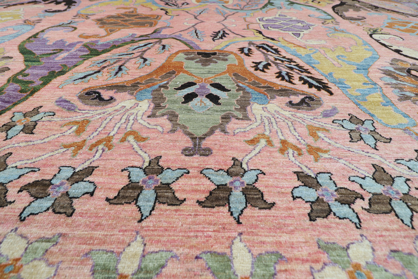308 x 423 cm | Kawros Pink Area Rug Afghan Hand Knotted Veg Dye Wool carpet