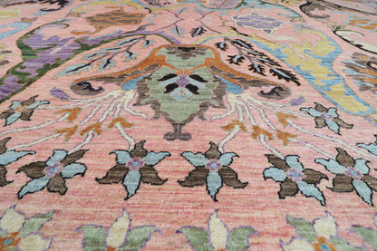 308 x 423 cm | Kawros Pink Area Rug Afghan Hand Knotted Veg Dye Wool carpet