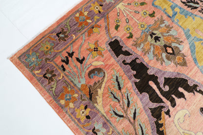 308 x 423 cm | Kawros Pink Area Rug Afghan Hand Knotted Veg Dye Wool carpet