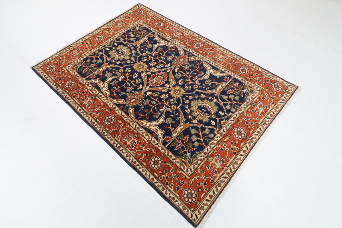 130 x 180 cm | Bidjar Blue Design Hand Knotted Wool Afghan Carpet
