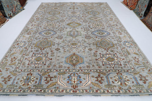 273 x 348 cm | Waziri Gray Area Rug Afghan Hand Knotted veg Dye Wool carpet
