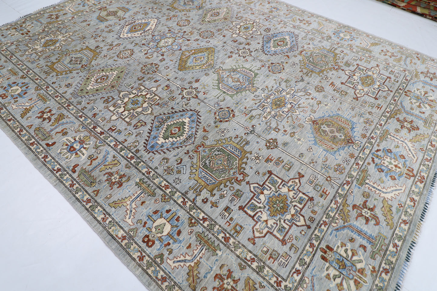 273 x 348 cm | Waziri Gray Area Rug Afghan Hand Knotted veg Dye Wool carpet