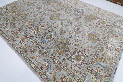 273 x 348 cm | Waziri Gray Area Rug Afghan Hand Knotted veg Dye Wool carpet