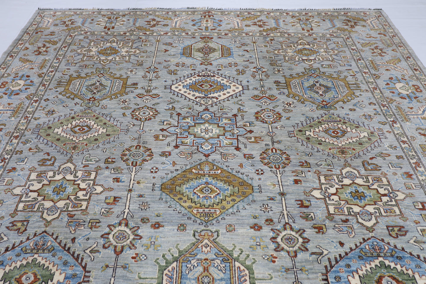 273 x 348 cm | Waziri Gray Area Rug Afghan Hand Knotted veg Dye Wool carpet