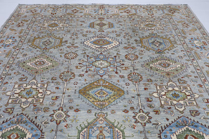 273 x 348 cm | Waziri Gray Area Rug Afghan Hand Knotted veg Dye Wool carpet