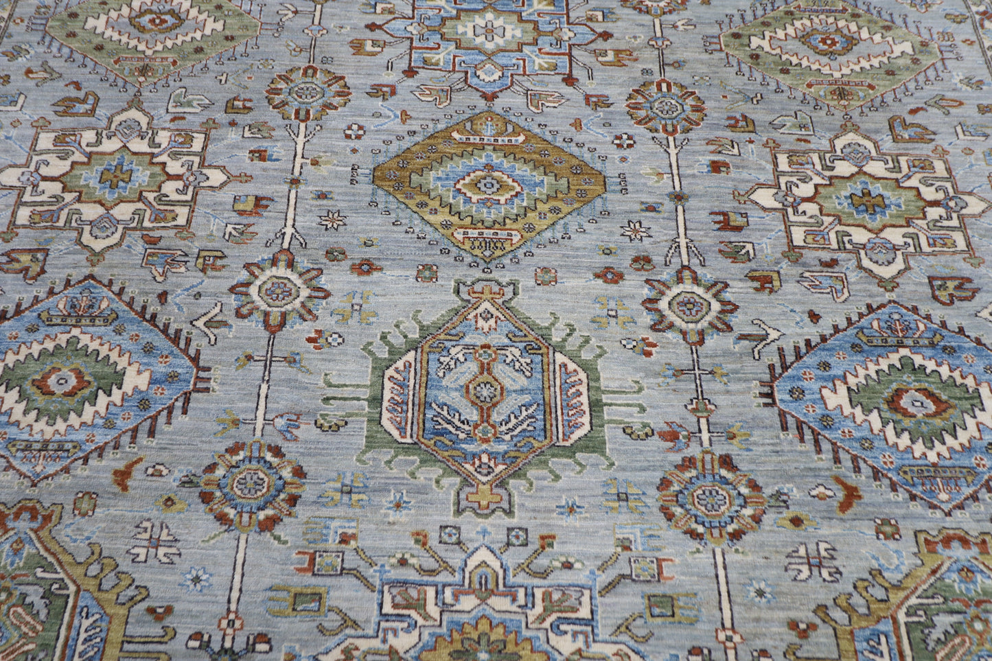 273 x 348 cm | Waziri Gray Area Rug Afghan Hand Knotted veg Dye Wool carpet