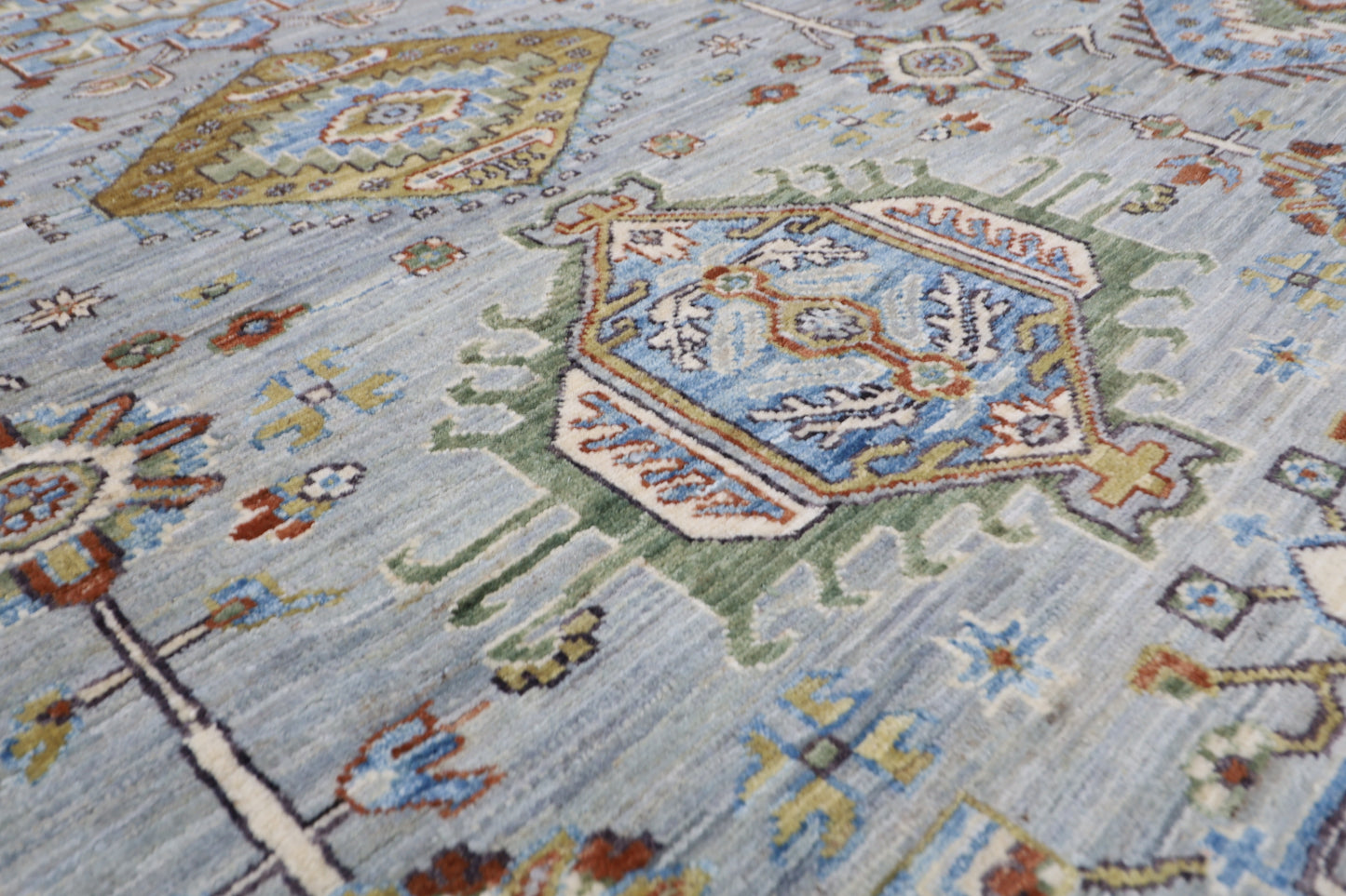 273 x 348 cm | Waziri Gray Area Rug Afghan Hand Knotted veg Dye Wool carpet
