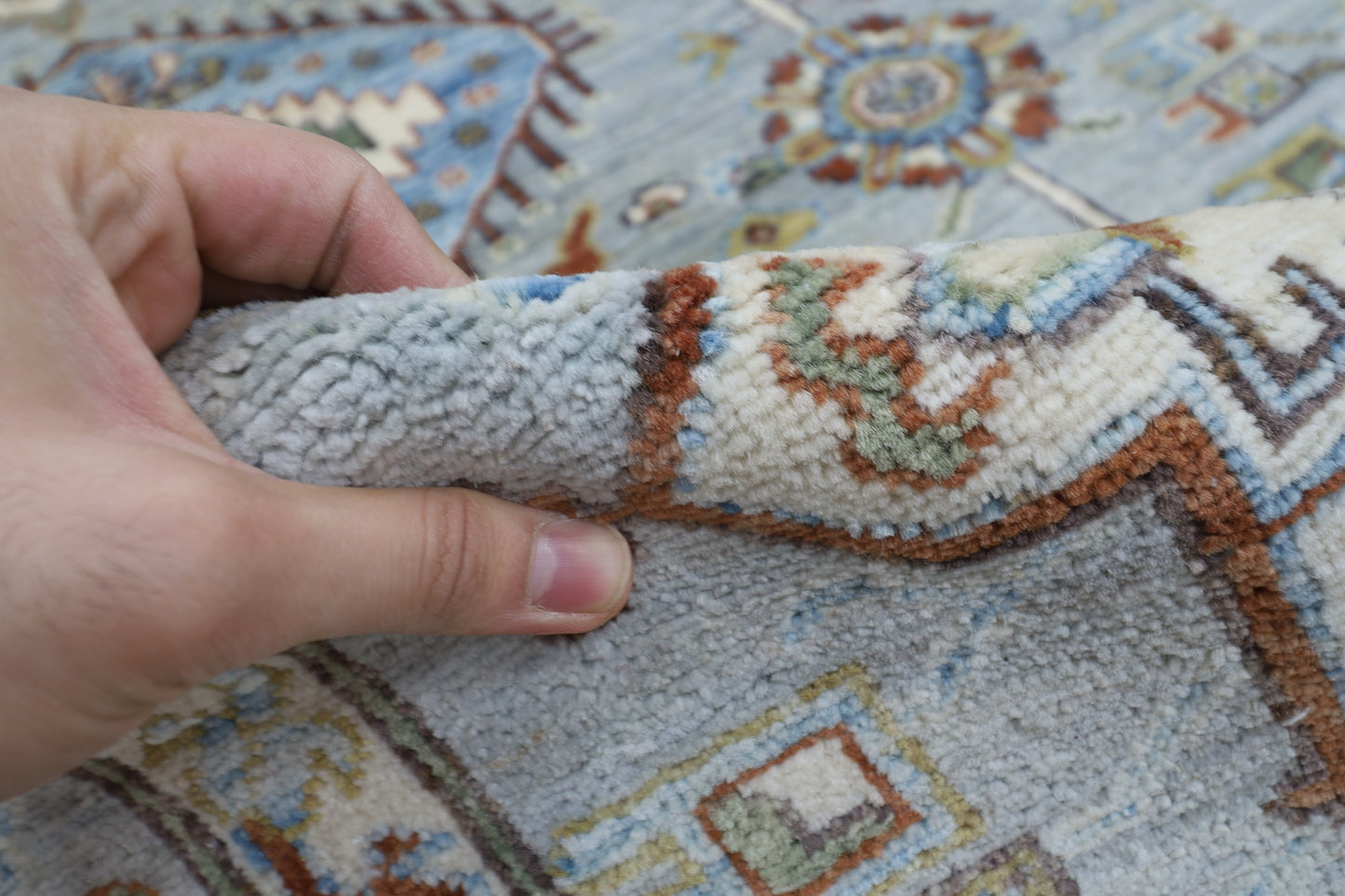 273 x 348 cm | Waziri Gray Area Rug Afghan Hand Knotted veg Dye Wool carpet