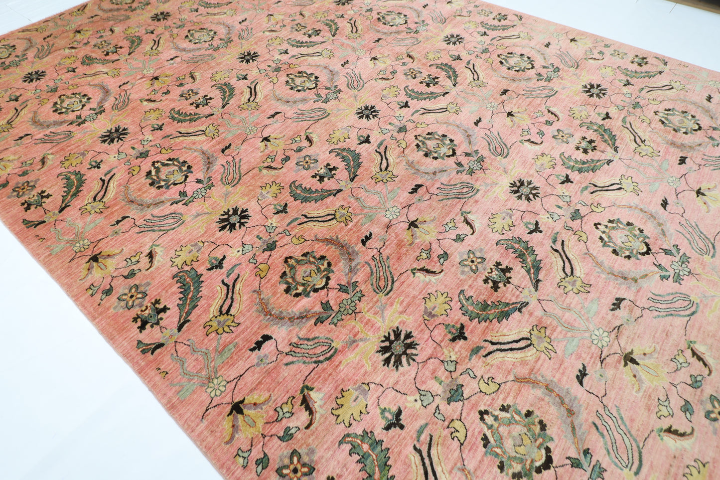 298 x 415 cm | Oriental Suzani Pink Area Rug Afghan Hand Knotted Veg Dye Wool carpet