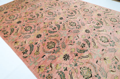 298 x 415 cm | Oriental Suzani Pink Area Rug Afghan Hand Knotted Veg Dye Wool carpet