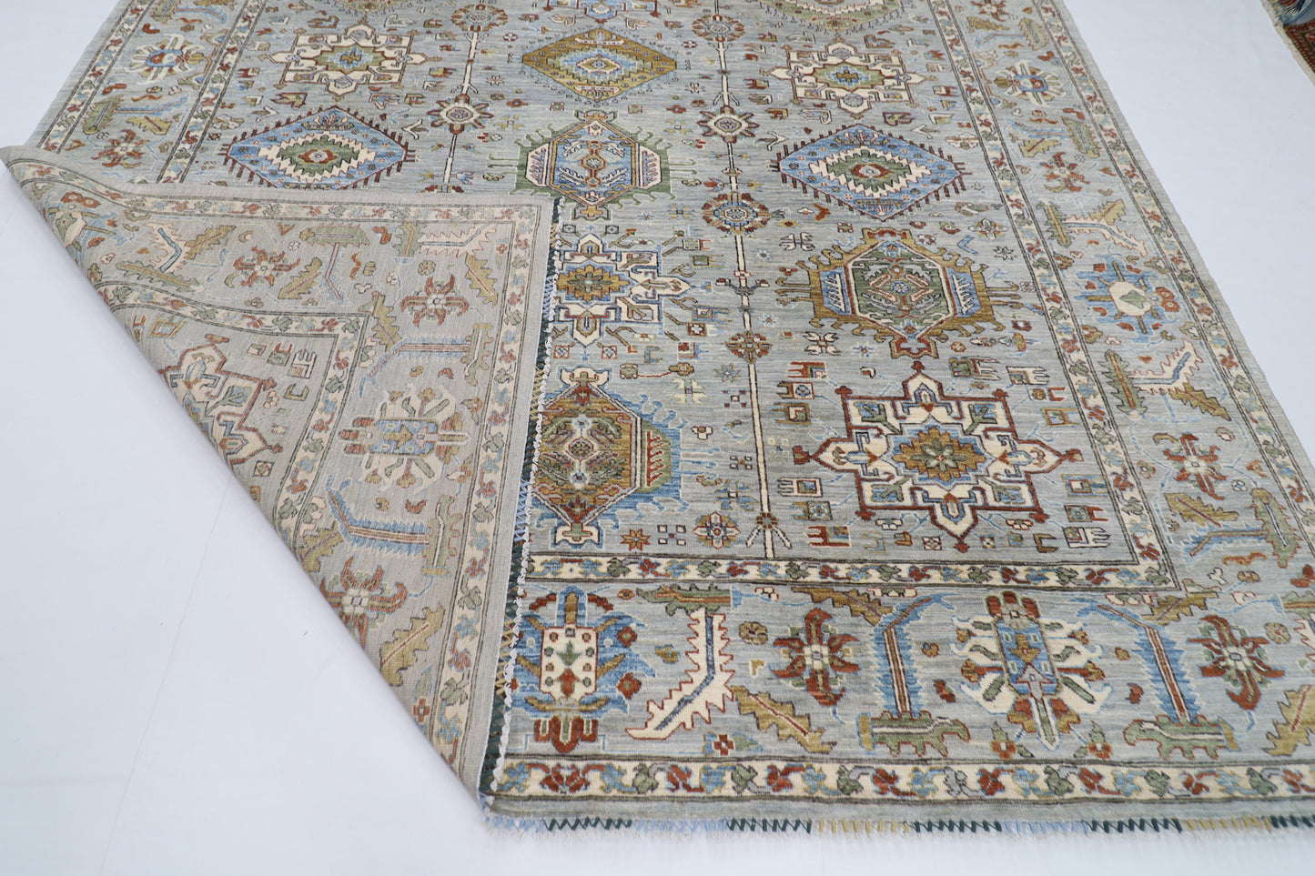 273 x 348 cm | Waziri Gray Area Rug Afghan Hand Knotted veg Dye Wool carpet