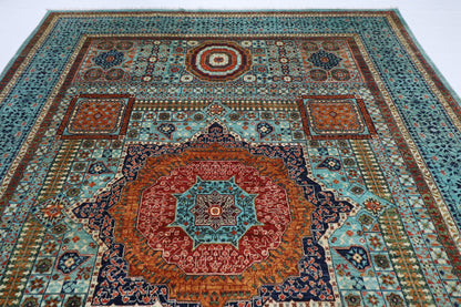 269 x 365 cm | Mamluk geometric Area Rug Afghan Hand Knotted veg Dye Wool carpet
