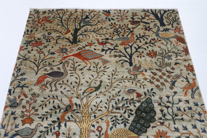 150 x 196 cm | Birds Design Hand Knotted Wool Afghan Carpet