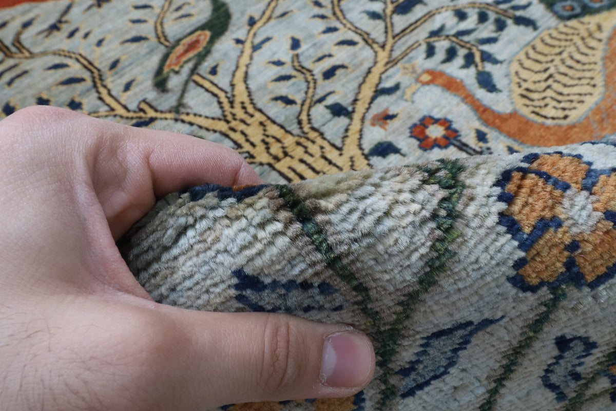 150 x 196 cm | Birds Design Hand Knotted Wool Afghan Carpet