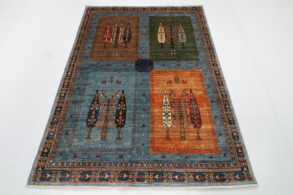 150 x 203 cm | Tree of life Design Hand Knotted Wool Afghan Carpet