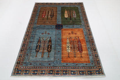150 x 203 cm | Tree of life Design Hand Knotted Wool Afghan Carpet