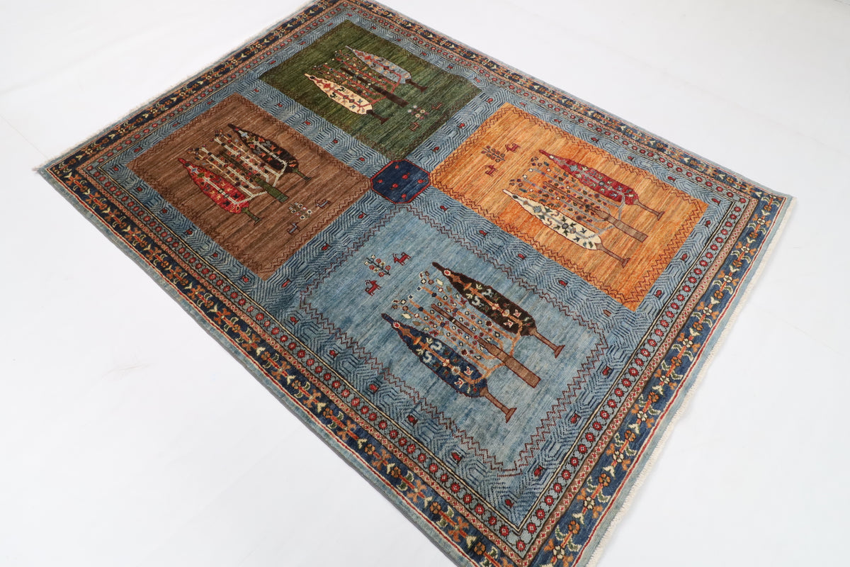 150 x 203 cm | Tree of life Design Hand Knotted Wool Afghan Carpet