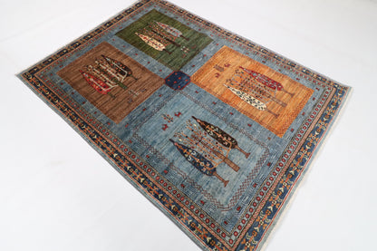 150 x 203 cm | Tree of life Design Hand Knotted Wool Afghan Carpet