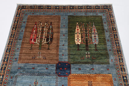 150 x 203 cm | Tree of life Design Hand Knotted Wool Afghan Carpet