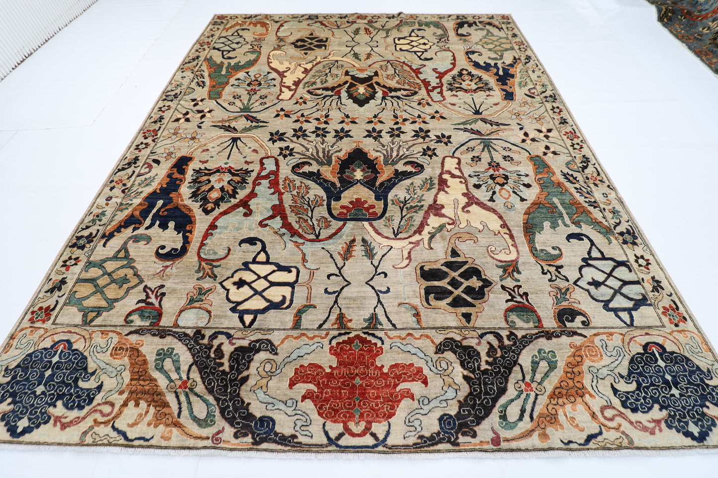 281 x 350 cm | Oriental Kawros Gray Area Rug Afghan Hand Knotted Veg Dye Wool carpet