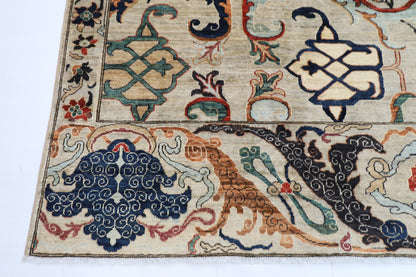 281 x 350 cm | Oriental Kawros Gray Area Rug Afghan Hand Knotted Veg Dye Wool carpet