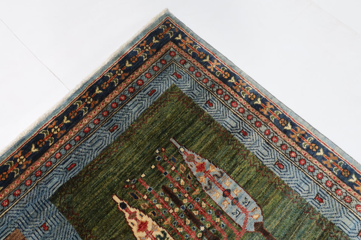 150 x 203 cm | Tree of life Design Hand Knotted Wool Afghan Carpet