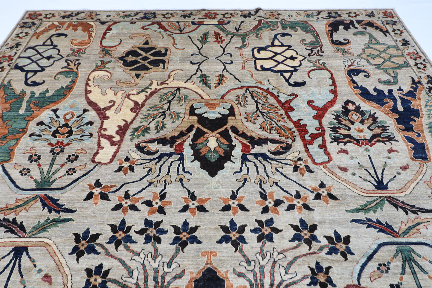 281 x 350 cm | Oriental Kawros Gray Area Rug Afghan Hand Knotted Veg Dye Wool carpet