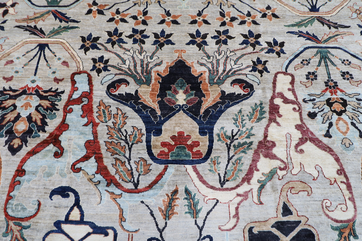 281 x 350 cm | Oriental Kawros Gray Area Rug Afghan Hand Knotted Veg Dye Wool carpet