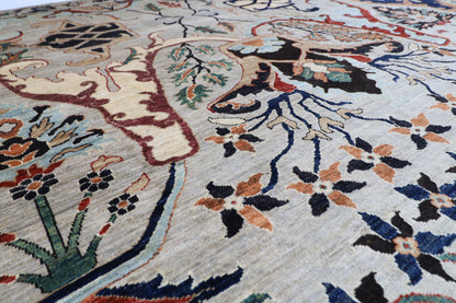 281 x 350 cm | Oriental Kawros Gray Area Rug Afghan Hand Knotted Veg Dye Wool carpet