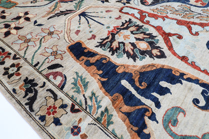 281 x 350 cm | Oriental Kawros Gray Area Rug Afghan Hand Knotted Veg Dye Wool carpet
