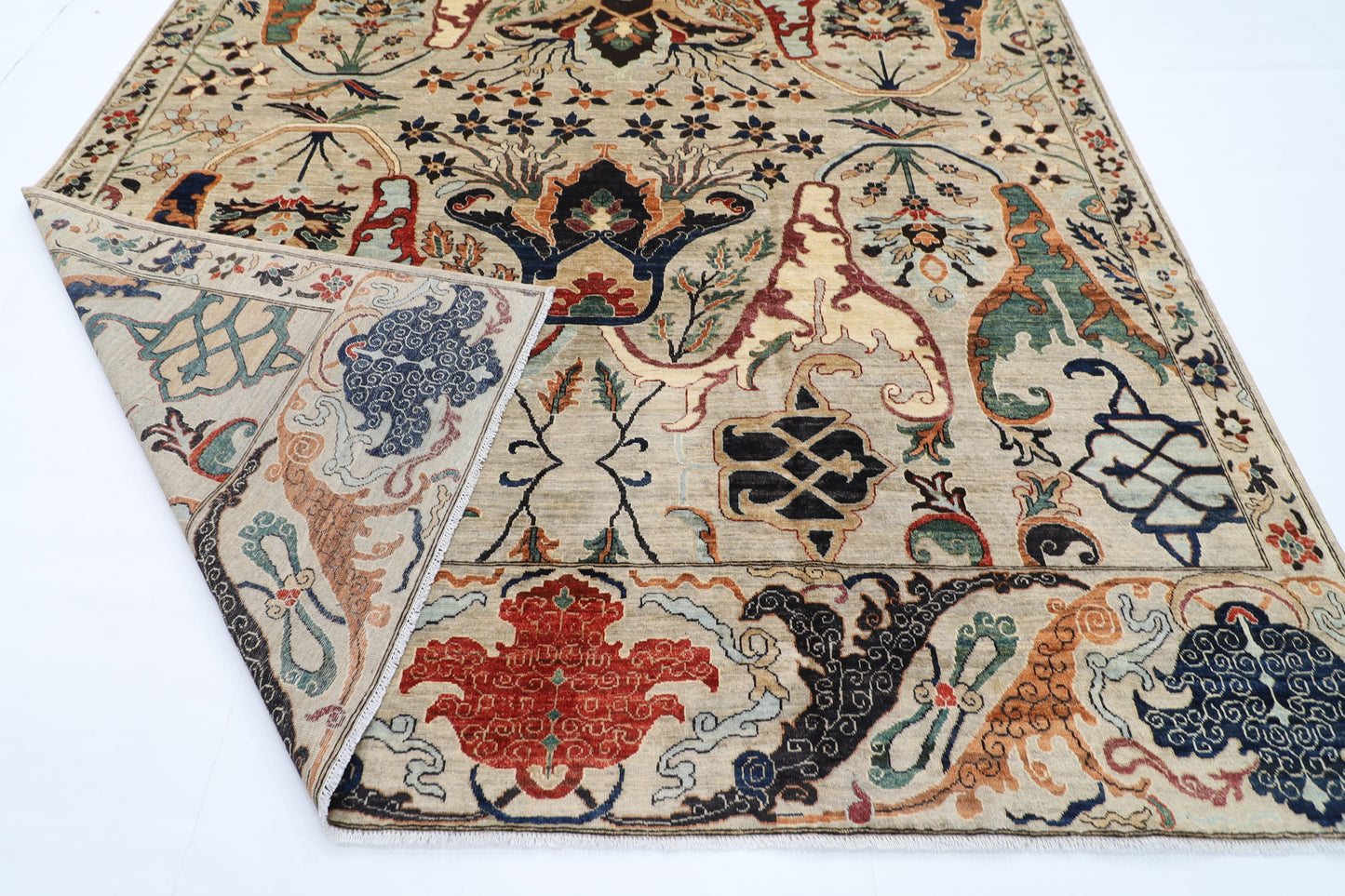 281 x 350 cm | Oriental Kawros Gray Area Rug Afghan Hand Knotted Veg Dye Wool carpet
