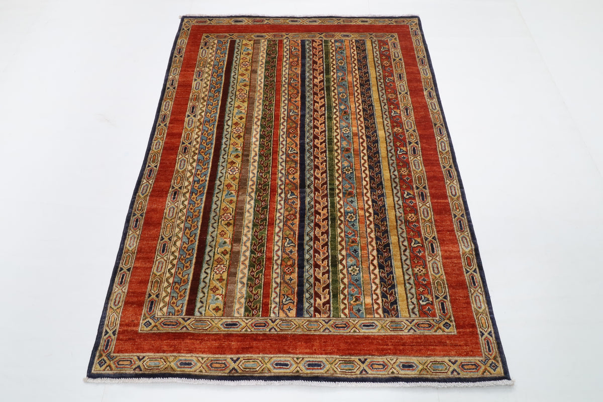 129 x 178 cm | Shall Turkish Design Hand Knotted Wool Afghan Carpet