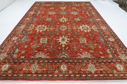 306 x 410 cm | Oriental floral Orange Area Rug Afghan Hand Knotted Veg Dye Wool carpet