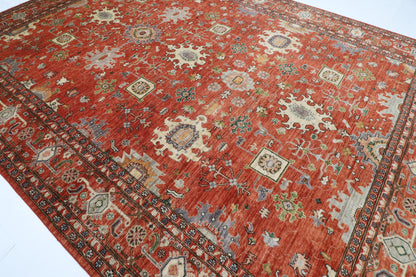 306 x 410 cm | Oriental floral Orange Area Rug Afghan Hand Knotted Veg Dye Wool carpet