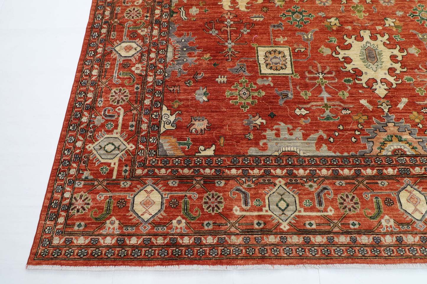 306 x 410 cm | Oriental floral Orange Area Rug Afghan Hand Knotted Veg Dye Wool carpet