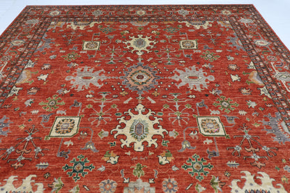 306 x 410 cm | Oriental floral Orange Area Rug Afghan Hand Knotted Veg Dye Wool carpet