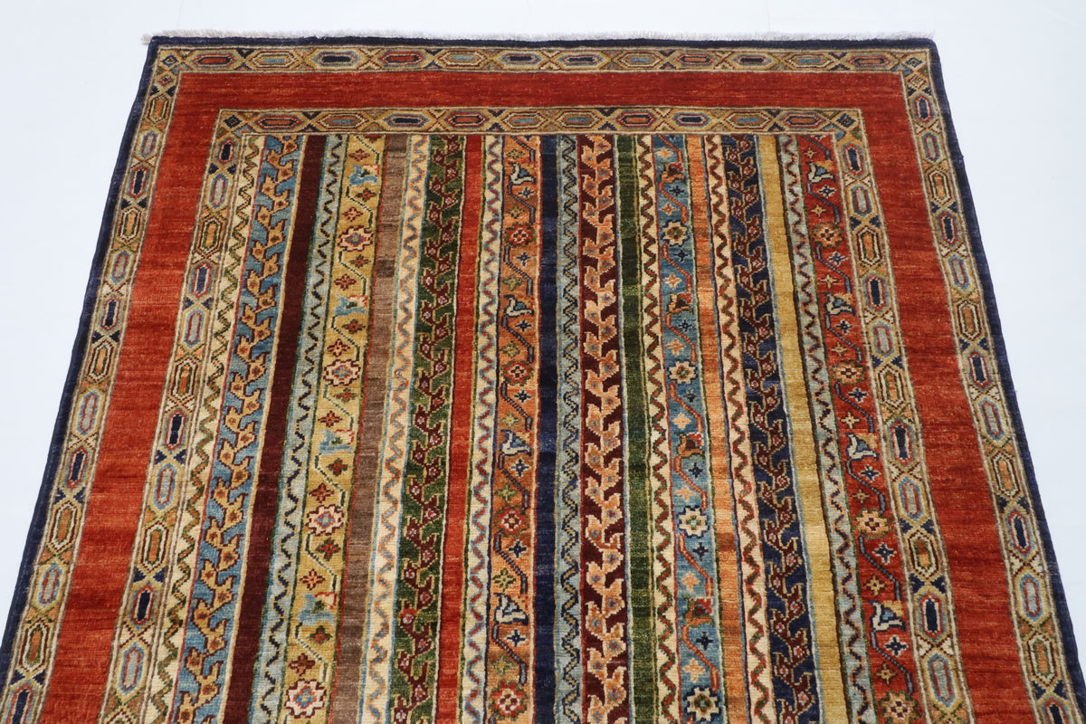 129 x 178 cm | Shall Turkish Design Hand Knotted Wool Afghan Carpet