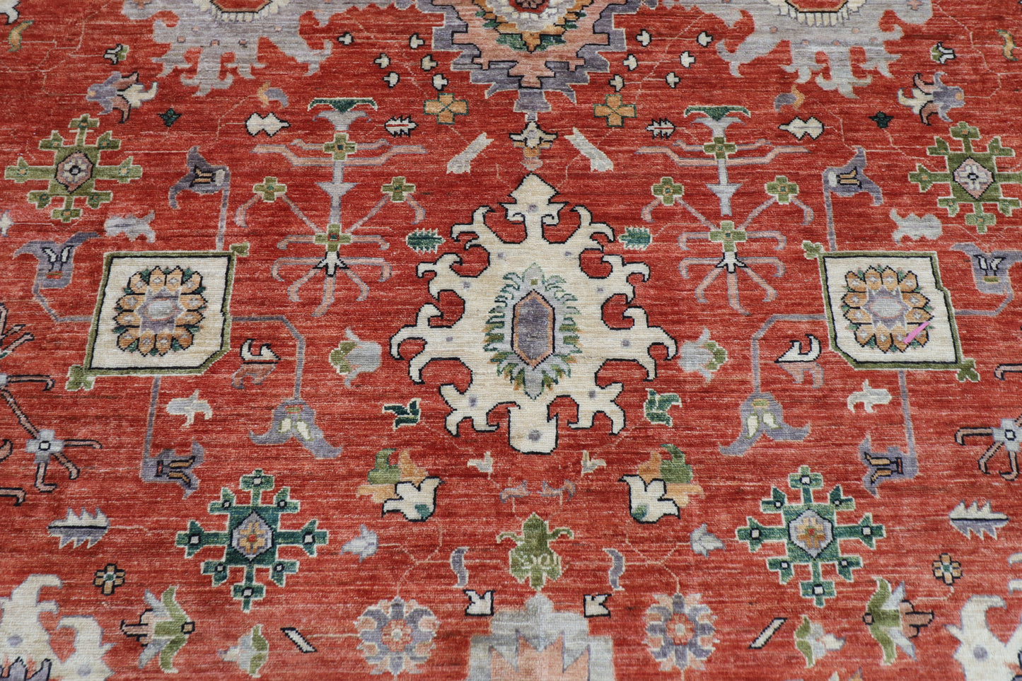 306 x 410 cm | Oriental floral Orange Area Rug Afghan Hand Knotted Veg Dye Wool carpet