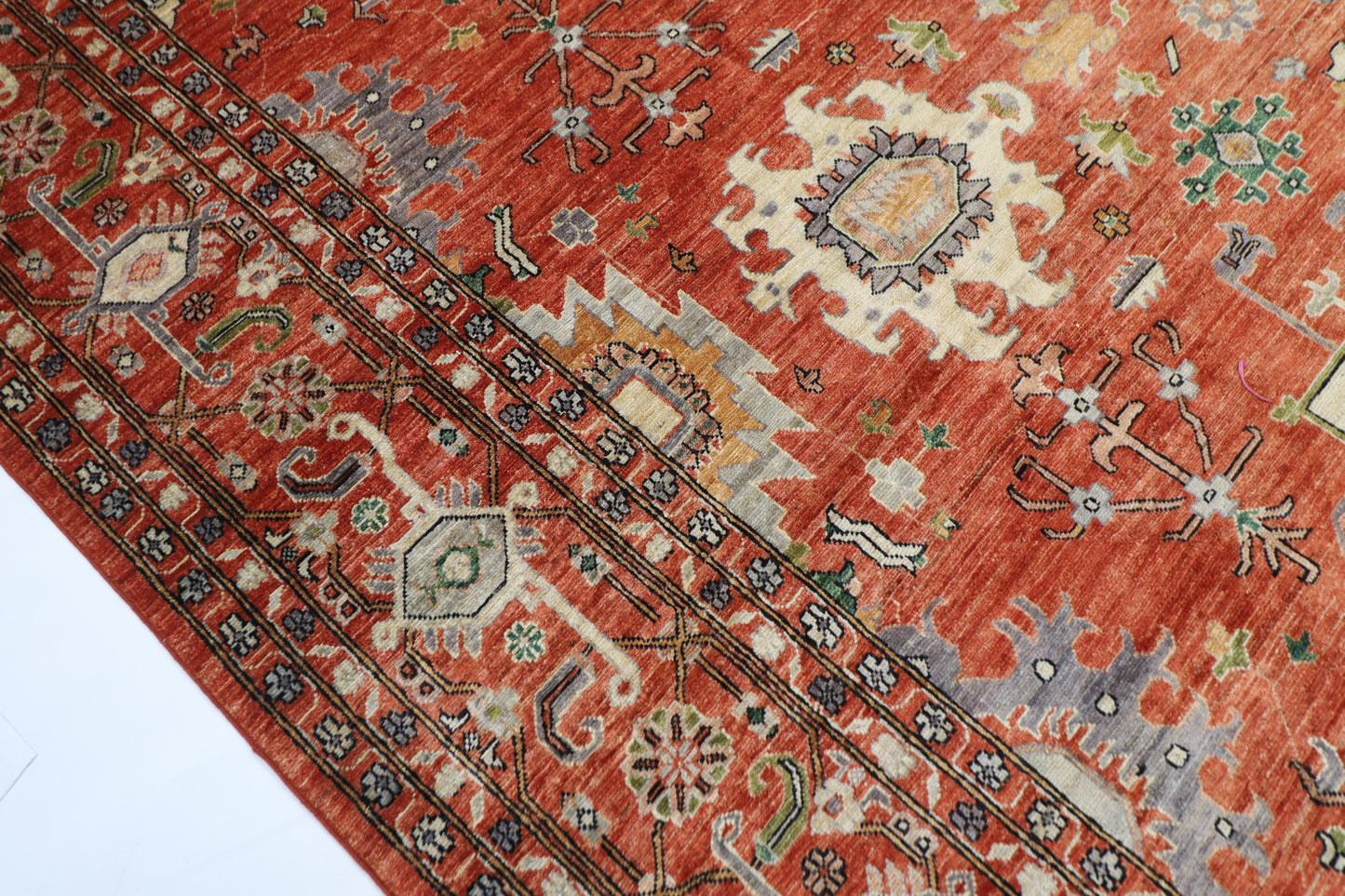 306 x 410 cm | Oriental floral Orange Area Rug Afghan Hand Knotted Veg Dye Wool carpet