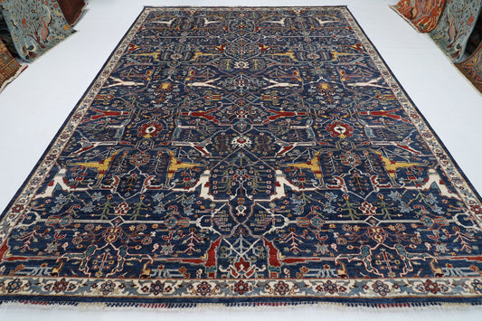 266 x 349 cm | Bidjar Blue Area Rug Afghan Hand Knotted veg Dye Wool carpet