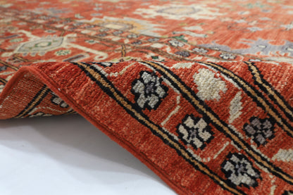 306 x 410 cm | Oriental floral Orange Area Rug Afghan Hand Knotted Veg Dye Wool carpet