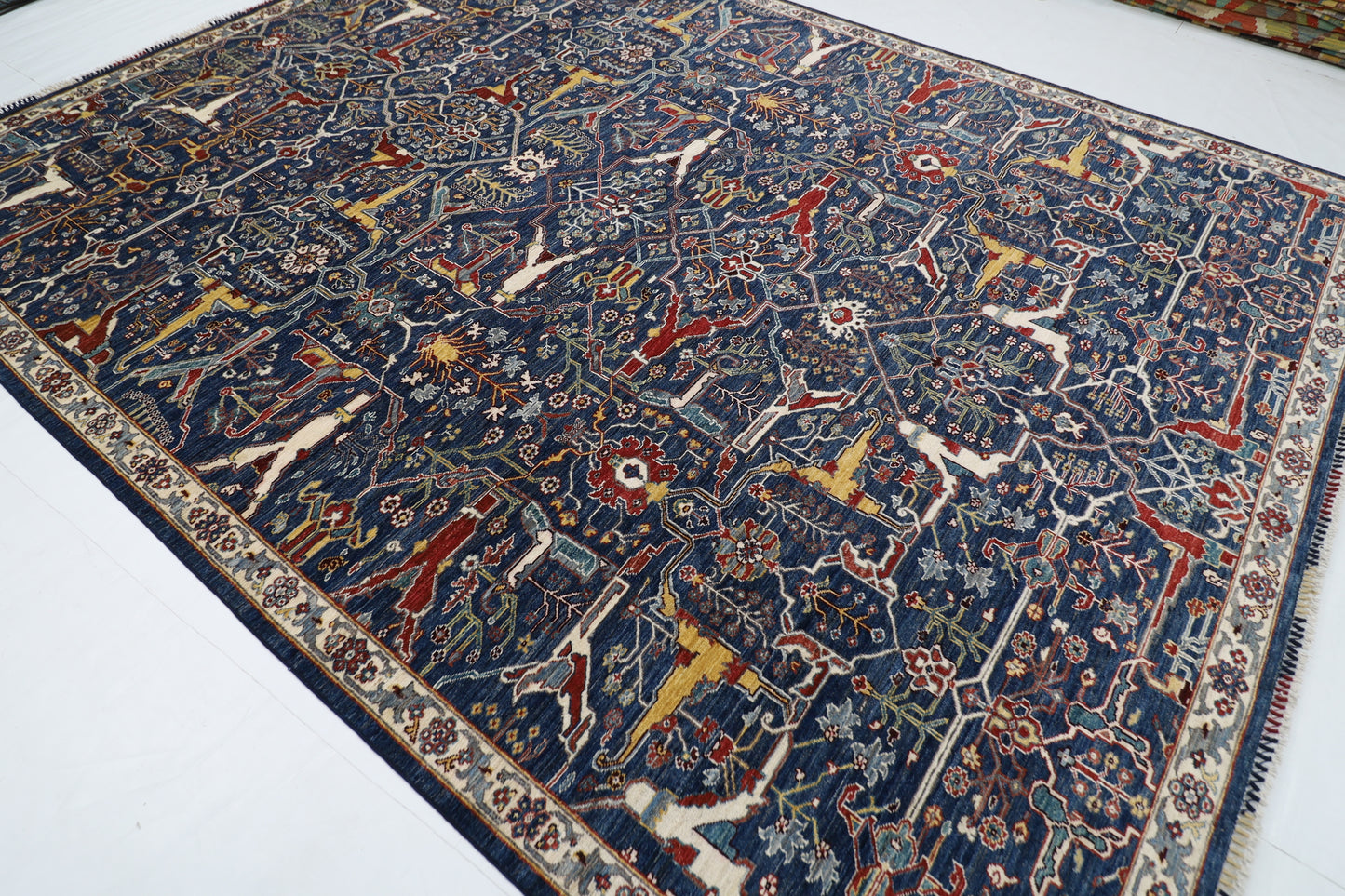 266 x 349 cm | Bidjar Blue Area Rug Afghan Hand Knotted veg Dye Wool carpet