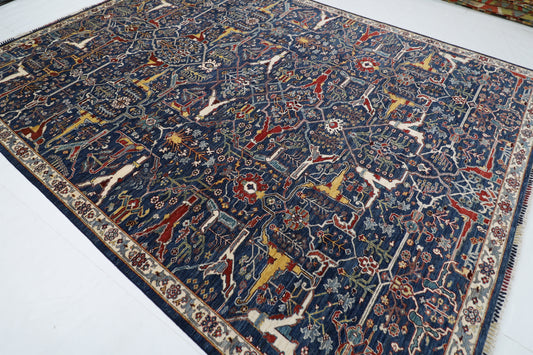 266 x 349 cm | Bidjar Blue Area Rug Afghan Hand Knotted veg Dye Wool carpet