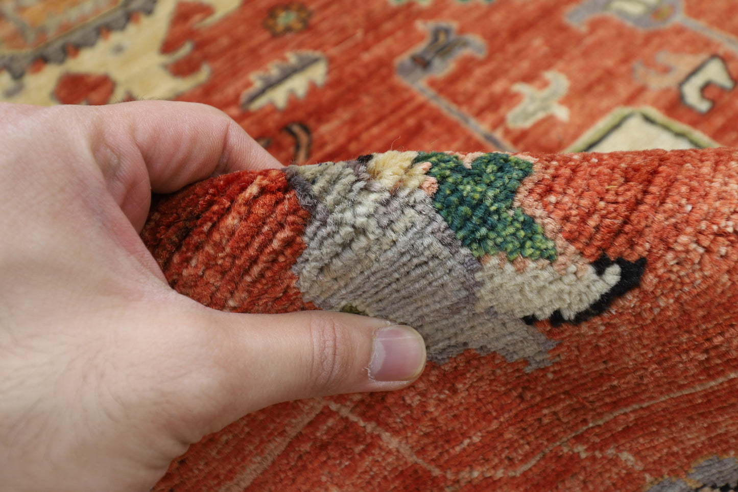 306 x 410 cm | Oriental floral Orange Area Rug Afghan Hand Knotted Veg Dye Wool carpet