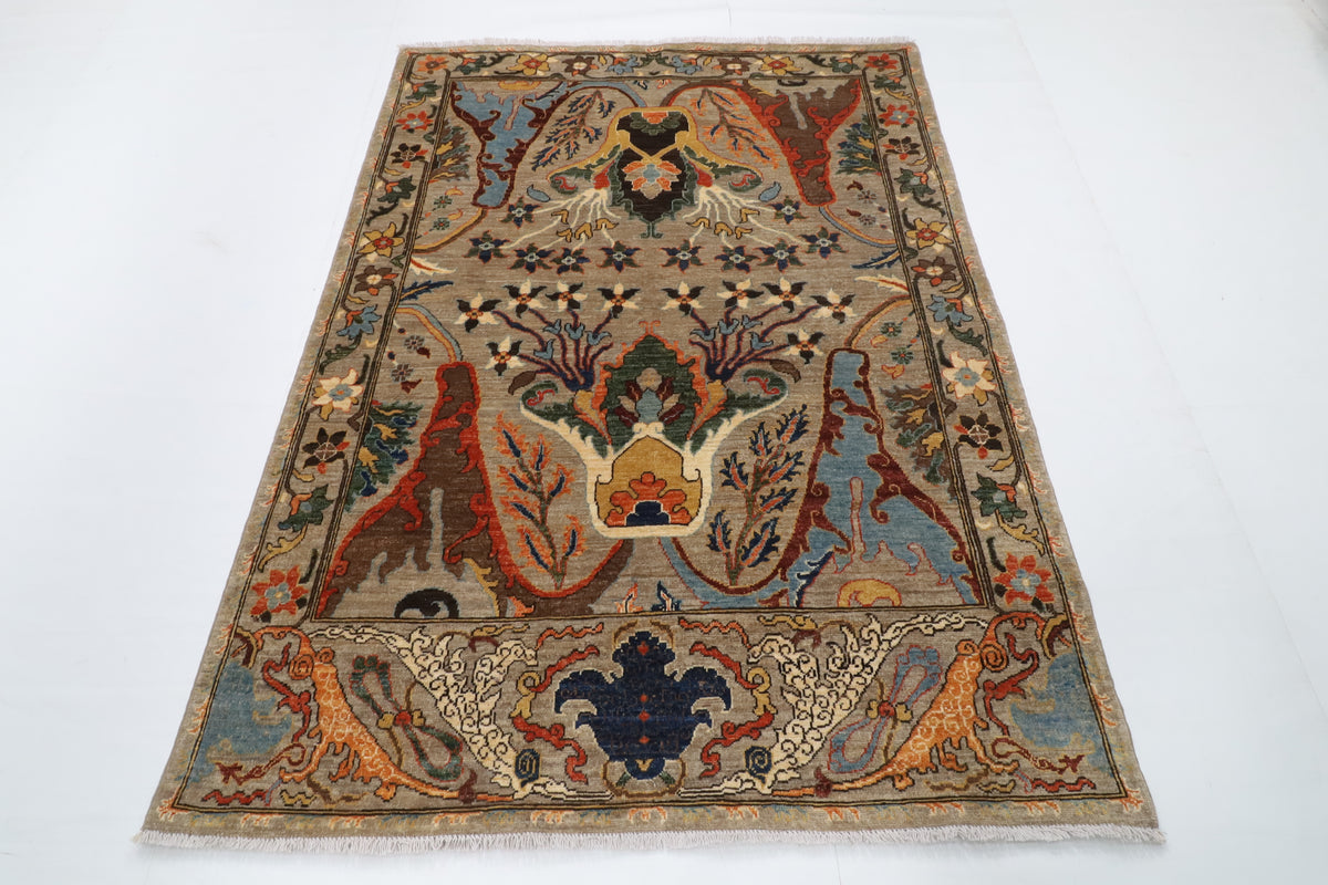 147 x 198 cm | Kawros Design Hand Knotted Wool Afghan Carpet