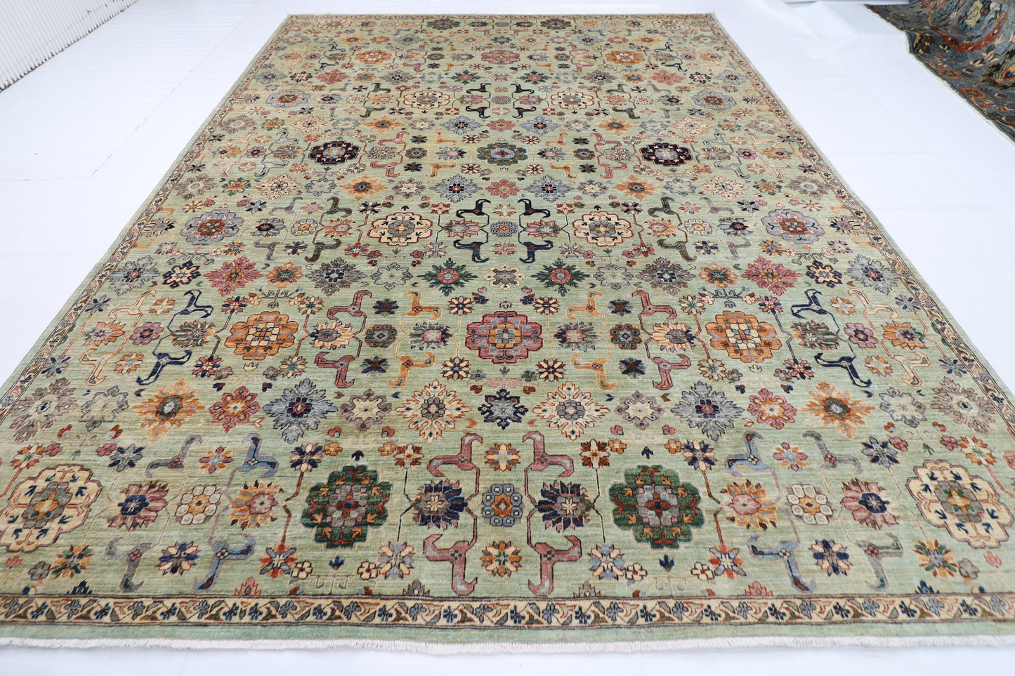 310 x 418 cm | Oriental Olive Green  Area Rug Afghan Hand Knotted Veg Dye Wool carpet
