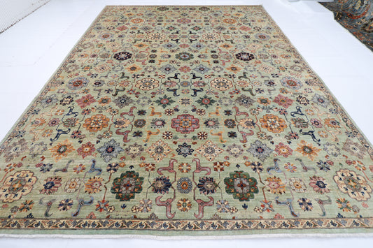 310 x 418 cm | Oriental Olive Green  Area Rug Afghan Hand Knotted Veg Dye Wool carpet