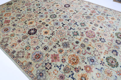 310 x 418 cm | Oriental Olive Green  Area Rug Afghan Hand Knotted Veg Dye Wool carpet